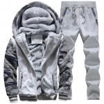 Vyri&scaron;ki megztiniai plius aksominiai pastorinti kostiumai su gobtuvu M &scaron;viesiai pilka spalva