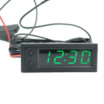 12V 3 IN 1 Termometras Temperatūros Laikrodis Voltmeteris LCD Ekranas LED Skaitmeninis Ekranas Elektroninis Laikrodis Ry&scaron;kumo Reguliavimas žalia