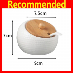 Keraminiai prieskonių stiklainiai su mediniu dangteliu Druskos plaktuvai Virtuvės reikmenys Baltųjų prieskonių organizatorius Kanistrų &scaron;auk&scaron;tų rinkinys Baltojo cukraus dėžutė