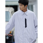 2024 m. raidės ilgomis rankovėmis mar&scaron;kinėliai japoni&scaron;ko Honkongo stiliaus laisvi mar&scaron;kinėliai berniukams, vasari&scaron;ki, madingi, universalūs, laisvalaikio paltai M &scaron;viesiai mėlyna spalva