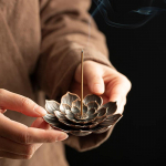 Atgalinis smilkalų degiklis smilkalų laikiklis smilkalų laikiklis namų budizmo dekoravimo ritė Lotus Censer bronzinis oro garintuvas namų dekoravimo reikmenys 5.8x0.8cm