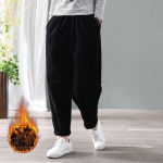 Žiemos moterys, retro velvetas, laisvalaikio gatvių apranga Harajuku ėrienos vilna, &scaron;iltos, kuprinės kelnės, tvirtos auk&scaron;tu juosmeniu, laisvos kelnės XS
