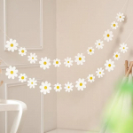 1 rinkinys Daisy Banner Gimtadienio vakarėlio audeklo baltos gėlės girlianda Konfeti Daisy Vėliavos Kūdikių du&scaron;as Vestuvių vakarėlio drožlių papuo&scaron;imas