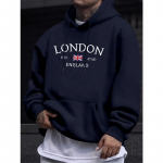 Londono mados ra&scaron;to vyri&scaron;ki džemperiai su gobtuvu, kasdieniai, kasdieniai, su kengūros ki&scaron;ene, ilgomis rankovėmis, rudeniui žiemai, paprasti džemperiai ir džemperiai vyrams M
