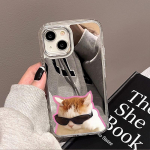 Mobiliųjų telefonų dėklai iPhone 11 13 XR 15 Pro Max 12 14 Pro Max Case iPhone 16 XS Max veidrodinis apsauginis dėklas Veidrodis i&scaron;skirtinis animacinis filmas, atsparus vandeniui iPhone 11 Pro Max sidabras