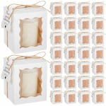 20 vnt. Dovanų dėžutės žvakėms su skaidriu langeliu, 3,35x3,35x3,94 colio popieriniai eksponavimo ir pakavimo reikmenys su etiketėmis Other