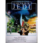 LE RETOUR DU JEDI Žvaigždžių karai: Džedajų sugrįžimas Originalus kino plakatas SULANKSTYTAS Mažas formatas 53x40cm Kino plakatas ŽVAIGŽDŽIŲ KARAI mėlyna