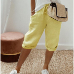 Moteri&scaron;ki &scaron;ortai Vintažinio stiliaus kelnės iki kelių su ki&scaron;enėmis moteri&scaron;kos kvėpuojančios elastinės kelnės Vienspalvės Penkios kelnės 3XL