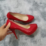 Nauji moteri&scaron;ki auk&scaron;takulniai rudeniniai apvaliais pir&scaron;tais madingi seksualių 12 cm kulnų banketiniai platforminiai stiletto vestuviniai prom batai didesnių dydžių 40 red