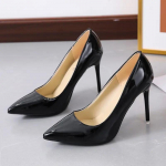 Zapatos de tac&oacute;n alto de charol para mujer, calzado de boda, punta estrecha, Sexy, Color s&oacute;lido, talla 44 44