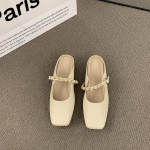 Koreieti&scaron;ka universali Mary Jane su krep&scaron;io galva ir pusiau &scaron;lepetės moterims, patogūs mink&scaron;tapadžiai senelių bateliai be kulno, vieni batai 35 ruda