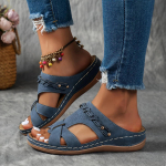 Women's Cut-out Wedge Slide Shoes, Open Toe Soft Sole Slip on Shoes, Casual Outdoor Summer Beach Shoes 36