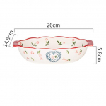 Gėlės Stačiakampė Ovali Kepimo Forma Su Rankena Keraminis Kepimo Indas Skrudinimui Lasagna Kepimo Forma Virtuvės Salotų Sūrio Keptuvė