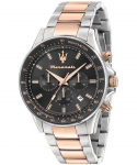 Maserati Stile Chronograph Dviejų spalvų nerūdijančio plieno juodu ciferblatu kvarcinis R8873640021 100M vyri&scaron;kas laikrodis juoda