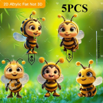 2D plok&scaron;čias 5 dalių rinkinys Mielas bitės draugas akrilinė sodo dekoracija terasoms, vejoms ir vazoniniams augalams - ideali &scaron;ventinė dovana 5Pcs small bee