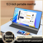 13,3 colio daugiafunkcis HD ne&scaron;iojamas monitorius, skirtas ne&scaron;iojamiems įrenginiams, SWITCH ir kompiuteriui, su vienos linijos mobiliuoju telefonu prijungimo palaikymu. juoda