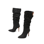Pilkai Mėlyni Moteri&scaron;ki Ilgi Batai Auk&scaron;tu Stiletto Kulnu Didelis Dydis 50 34 black