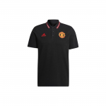 Adidas Manchester United Crest Siuvinėtas Dryžuotas Apdailos Trumpomis Rankovėmis Polo Mar&scaron;kinėliai Vyri&scaron;ki Vir&scaron;utiniai Drabužiai Juodas HE6664 M