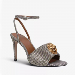 Madingas naujas apvaliapir&scaron;tis stiletto auk&scaron;takulnių sandalų ir rankinės rinkinys, liūto galvos didelio dydžio mados &scaron;ou sandalų ir peties nuleidimo rankinės rinkinys B8 35
