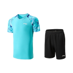 Li Ning Badmintono serija Spalvų blokų V formos i&scaron;kirptė Patogūs kvėpuojantys universalūs trumparankoviai mar&scaron;kinėliai Vidutinio juosmens &scaron;ortai Laisvalaikio sporto rinkinys AATV015-3 M