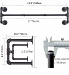 Industrinio stiliaus prie sienos montuojamas drabužių ekspozicinis stovas su vandens vamzdžių dizainu Black 105x25x25