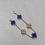 Madinga keturlapio dobilo apyrankė penkių gėlių moteri&scaron;ka kar&scaron;to &scaron;tampavimo mėlyno perlamutro 18k rožinio aukso auk&scaron;tos kokybės CNC apyrankė rožinio aukso spalvos