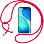 Coque de Protection - BOOLING - pour iPhone 17 - Renforc&eacute; TPU Antichoc Transparent avec Cordon Rouge raudona