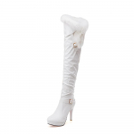 Mada PU Mink&scaron;tos Odos Vir&scaron; Kelio Auk&scaron;takulniai Platforminiai &Scaron;ilti Žieminiai Ilgaauliai Batai Moterims Zapatos Mujer Juodi Balti Vakarėlių Feti&scaron;iniai Batai 39