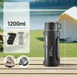 Ne&scaron;iojamas termosas-virdulys, Didelės talpos nerūdijančio plieno termosas-virdulys, Lauko didelės talpos itin didelės talpos ne&scaron;iojamas termosas 1200ML sidabras