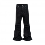 RogueWave Streetwear Juoda Klijais Dengtos Boot Cut Kelnės Vyrams ir Moterims Tiesios Laisvos Atsitiktinės Flaer Kelnės Per dydį Laisvos Džinsinės Kelnės M