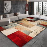 Modernus Juodai Rudas Geometrinis Kilimas Svetainės Dekoras Miegamojo Lovos &Scaron;oninė Mink&scaron;ta Grindų Kilimėlis Namų Sofos Neslystantys Dideli Kilimai Pritaikomas 5.2x6.5ft(160x200cm)