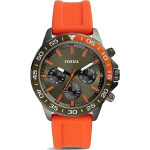 Fossil Bannon Chronograph Pilko ciferblato Oranžinės silikoninės apyrankės laikrodis vyrams - BQ2500