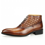 Madingi vyri&scaron;ki ankle boots Madingi Oxford tipo suvarstomi batai vyrams Natūrali oda Formalūs verslo vestuviniai batai Suvarstomi Madingi laisvalaikio batai 39 ruda