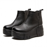 Madingi GKTINOO Rankų darbo natūralios odos &Scaron;ilti žiemos moteri&scaron;ki batai Apvalus priekis Retro Stori padai Plei&scaron;tai Ankle Boots Auk&scaron;takulniai Batai 34