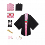 Vaikams Kimetsu No Yaiba Helovino Cosplay Kostiumas Mergaitėms Kamado Nezuko Vaidmenų Žaidimo Apsirengimo Apranga 110cm rožinė