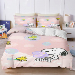 Snoopy Pora Patalynės Komplektas Antklodės Užvalkalas Viengulio Dydžio Rinkiniai 100% Poliesteris 3D Vaikams Patalynės Komplektas 3 Dalių 1 Antklodės Užvalkalas EU Single(135*200cm)3pcs