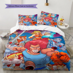 Thundercats ra&scaron;to patalynės antklodžių komplektas Antklodės užvalkalas Pagalvės užvalkalas Namų dekoracija Dovana (1 * užvalkalas antklodei + 2 * užvalkalai pagalvėms, be užpildo) 135x200cm red