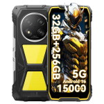 Blackview ROCK 2 Pro tvirtas mobilusis telefonas, 8 GB RAM, 256 GB ROM, 5G, Android 16, 15000 mAh i&scaron;manusis telefonas Only cell phone geltona