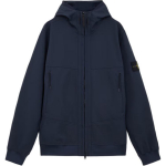Stone Island FW24 Vėjo nepraleidžianti, vandeniui atspari, kvėpuojanti soft shell striukė su gobtuvu ir užtrauktuku, vilnos striukė, unisex striukės, tamsiai mėlyna 8115Q0322-V0020 M