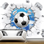 Modernūs Paprasti Tapetai Futbolas Sudaužytos Sienos Freskos Vaikų Miegamasis Svetainė Kūrybingas 3D Freskos Dekoravimas 200 cm(W) x 140 cm(H)