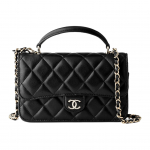 Chanel 23P Pavasario/Vasaros Juoda Dygsniuota Avikailio WOC Grandinėlė Atvartas Pečių Crossbody Rankinė Mini Moteri&scaron;ka Rankinė Gift Set(Basic Set+Box+Shopping Bag) juoda