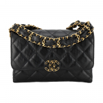 Chanel 23k 19 Hobo Lingge Odinė Grandinėlė Siuvinėta Oda Tofu Krep&scaron;ys Rankinis Pečių Krep&scaron;ys Moteri&scaron;kas Juodas Gift Set(Basic Set+Box+Shopping Bag) juoda