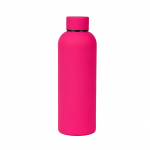 500/750ML Mažos gerklės termosas, Lauko nerūdijančio plieno butelis, Guminiais dažais dengtas sportinis gertuvas, Sustorintas dvigubas vandens puodelis 500ml rožinė raudona spalva