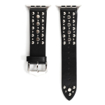 Kniedyti odiniai laikrodžio dirželiai Sportinis rie&scaron;o dirželis Kniedytas rie&scaron;o dirželis Pakeičiama apyrankė Apple Watch Series 7/6/5/4/3 SE 38/40/42/44mm For 42mm black