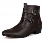 Vyri&scaron;ki odiniai ankle boots - Su dvigubu dirželiu, smailus priekis, žemas kulnas, oficialūs ir laisvalaikio batai 40 balta