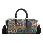 Coach X Mint X Serf Bendradarbiavimas Nėriniai 19 Raidžių Grafiti Klasikinis Monogramos Metalo Detalės Drobė Ir Oda Bostono Rankinė Moteri&scaron;kos Rankinės Chaki CM094-SVOT8 Basic Set (Bag+Dust Bag)