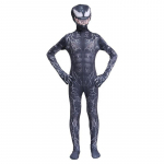 Vaikų superherojų kostiumas Venom su žaibais, kaukės rinkinys, likra, 4-5 metai, 120 cm, juoda/balta 3 years/4 years
