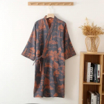 Mėlynos Žalios Spalvos Ra&scaron;tuotas Chalatas Vyrams Medvilninis Kimono Vyrams Vonios Chalatas Pavasariui ir Vasarai Rudeniui Medvilninis Ilgo Stiliaus Vyri&scaron;kas Kimono Chalatas M mėlyna