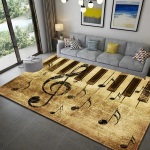 Muzikos natų kilimas Vintažiniai muzikos temos kilimai Neslystantis grindų kilimėlis Durų kilimėliai Kilimas svetainei, miegamajam, namų dekoravimui 150x200cm black