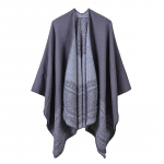 Capispalla Poncho Cardigan su pelle vintage con collo su pizzo ir coppe in pilka